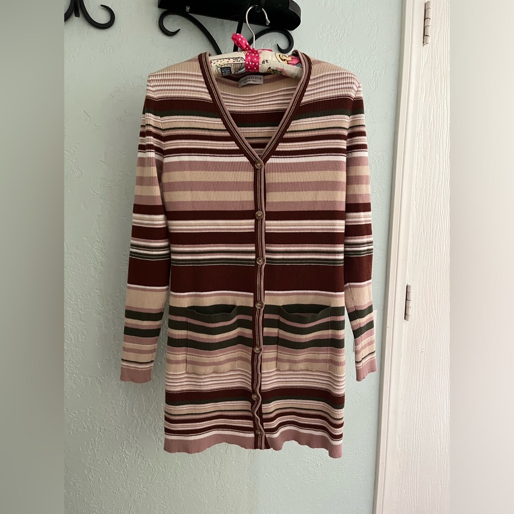 Paper Crane button down stripped long sweater medium